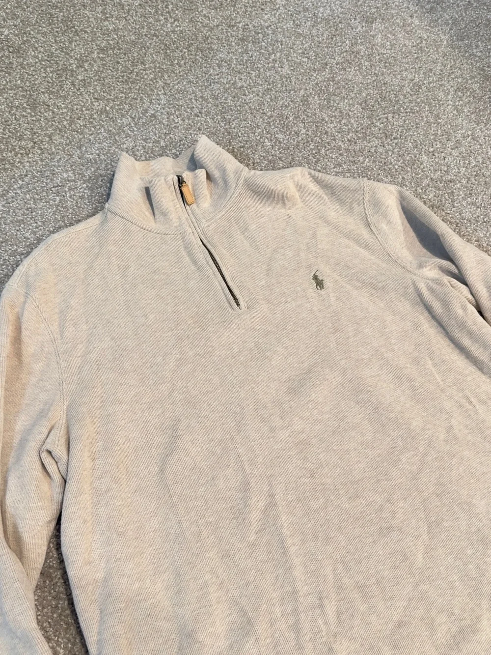 Polo by Ralph Lauren Men's Light Beige Half-Zip Sweater - Picture 3 of 5